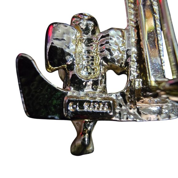 L'Razza Initial "L" Gold- Silver-Tone Angel Brooch Pin - Picture 3 of 4